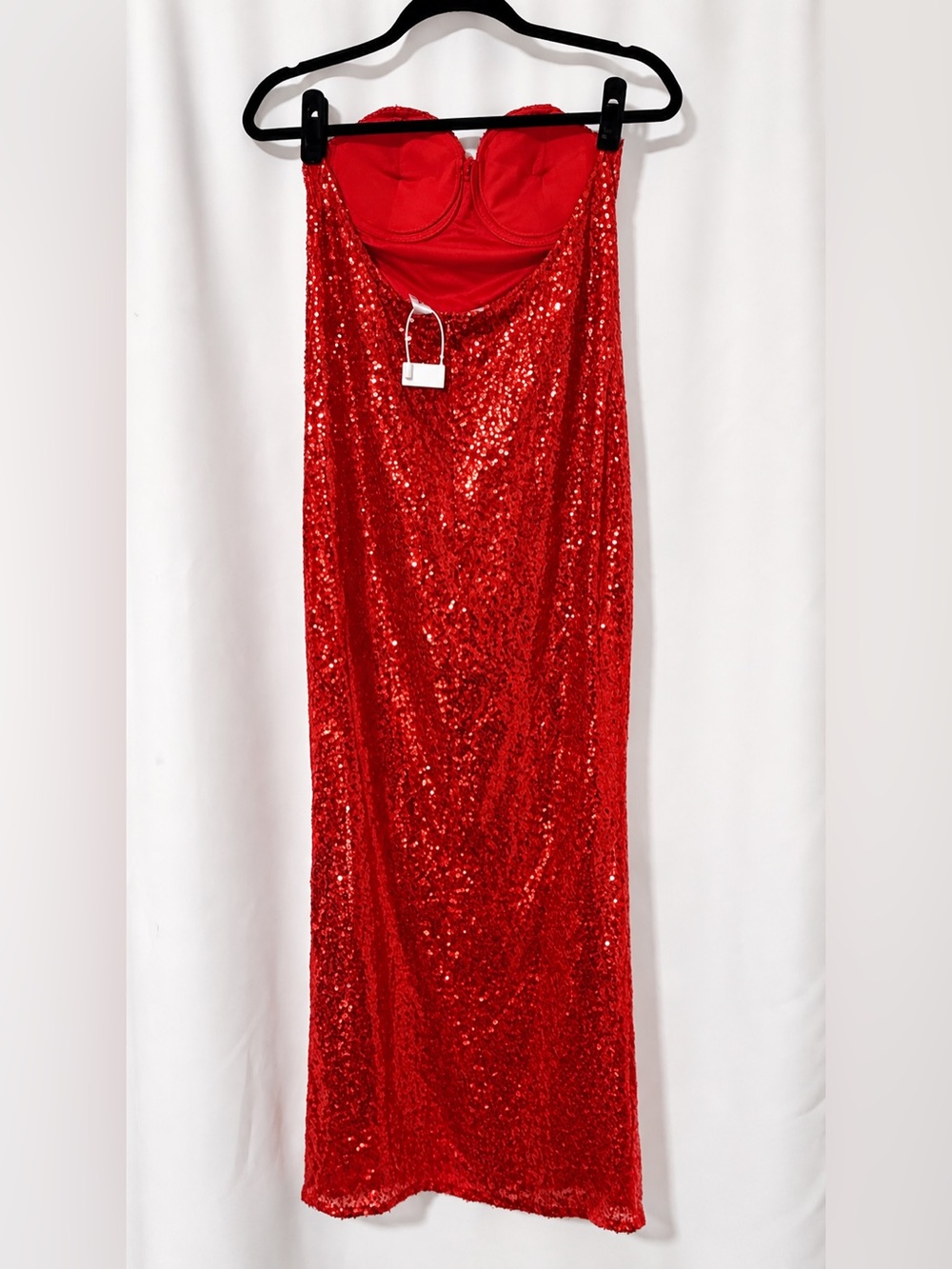 Jessica Rabbit 2PC Red Sequin Dress & Matching Set Costume L & Purple Gloves - Picture 4 of 7